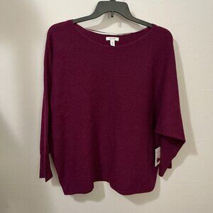 Nine West Womens Size 2X Burgundy Long Sleeve Pullover Sweater NEW NWT